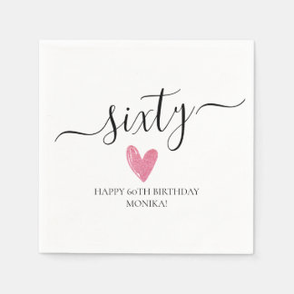 Servilleta De Papel Elegante guión manuscrito Sesenta y sesenta cumple