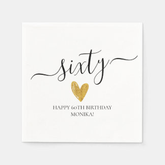 Servilleta De Papel Elegante guión manuscrito Sesenta y sesenta cumple