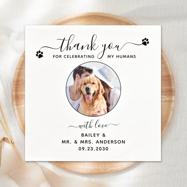 Servilleta De Papel Elegante guión moderno Gracias Boda Mascota de fot (Subido por el creador)