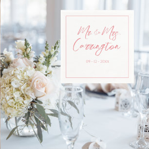 Servilleta De Papel Elegante guión moderno Sr. Sra. Pink Boda