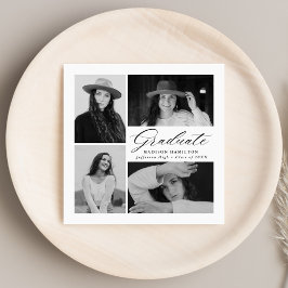 Servilleta De Papel Elegante guión negro 4 Graduación de fotos