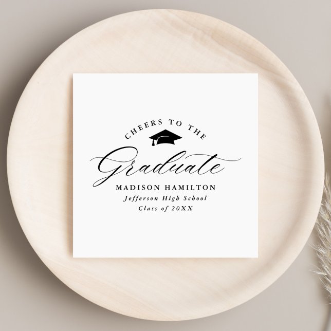 Servilleta De Papel Elegante guión negro saluda al graduado (Subido por el creador)
