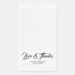 Servilleta De Papel Elegante guión personalizado negro Amor y Gracias 