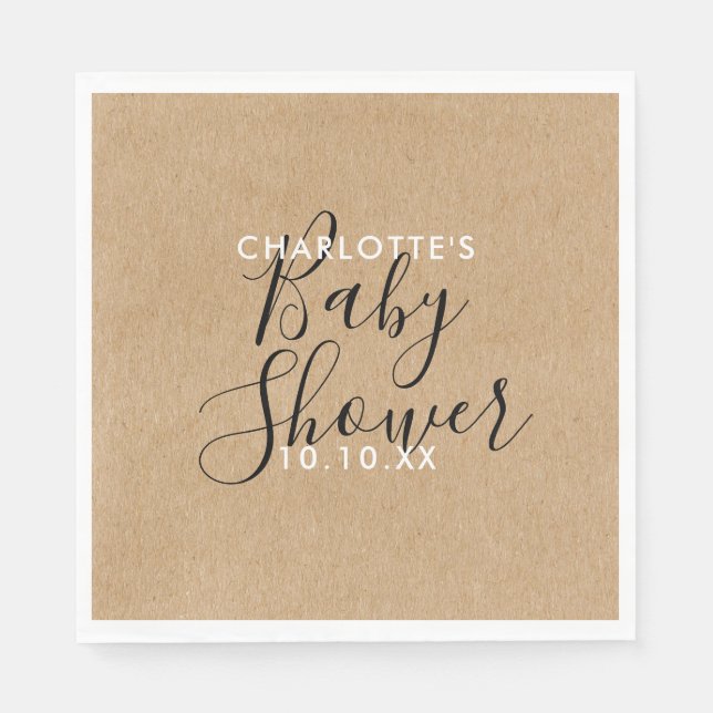 Servilleta De Papel Elegante guión ruso neutro de Baby Shower (Anverso)