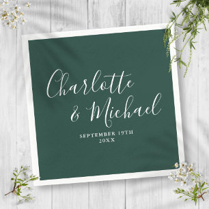 Servilleta De Papel Elegante guión Verde Esmeralda Minimalista