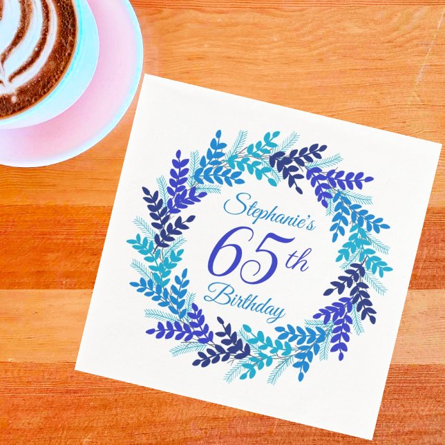 Servilleta De Papel Elegante guirnalda azul 65 cumpleaños (Subido por el creador)