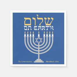 Servilleta De Papel Elegante Hanukkah Shalom Paz en la Tierra