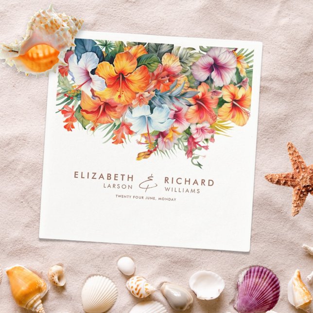 Servilleta De Papel Elegante Hibiscus Flower Tropical Floral Boda (Subido por el creador)