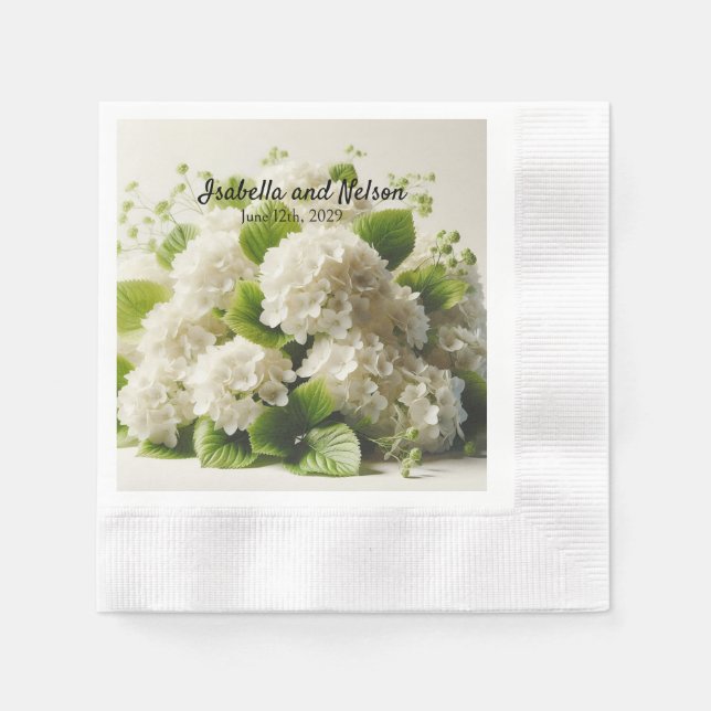 Servilleta De Papel Elegante hidrangea blanca Boda Napkins (Anverso)