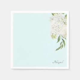 Servilleta De Papel Elegante hidrangea blanca Seafoam Bridal Shower