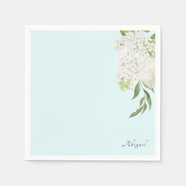 Servilleta De Papel Elegante hidrangea blanca Seafoam Bridal Shower (Anverso)