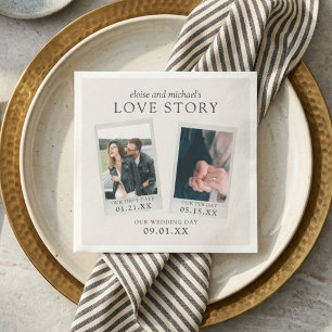 Servilleta De Papel Elegante Historia de Amor en Marfil Foto Boda