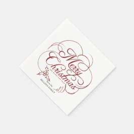 Servilleta De Papel Elegante Holly Merry Christmas