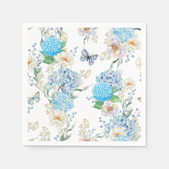 Servilleta De Papel Elegante Hydrangea Azul (Anverso)