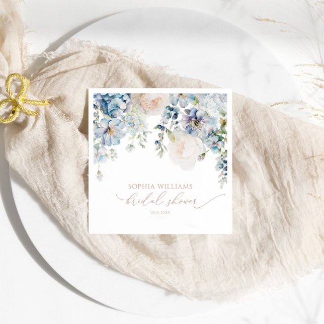 Servilleta De Papel Elegante Hydrangea Azul Bridal Ducha Napkins (Subido por el creador)