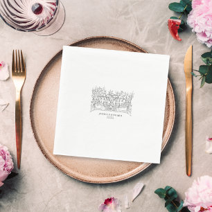 Servilleta De Papel Elegante Ilustracion Chateau de la Venue con la ma
