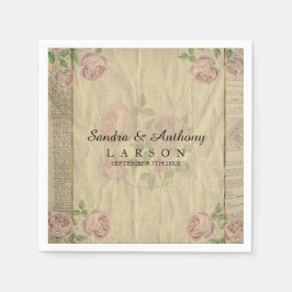 Servilleta De Papel Elegante imprenta de diccionario de época con Rosa