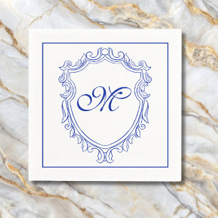 Servilleta De Papel Elegante inicial de monograma azul