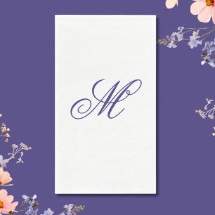 Servilleta De Papel Elegante inicial de monograma en azul marino 