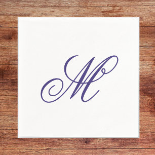 Servilleta De Papel Elegante Inicial de Monograma en Azul Marino 