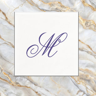 Servilleta De Papel Elegante Inicial de Monograma en Azul Marino 