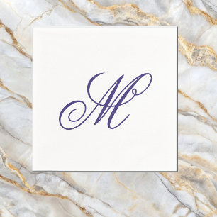 Servilleta De Papel Elegante Inicial de Monograma en Azul Marino