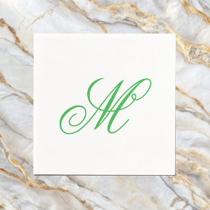 Servilleta De Papel Elegante Inicial de Monograma Verde Lima