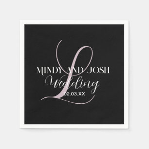 Servilleta De Papel Elegante inicial de rosa de letra script para rega