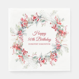 Servilleta De Papel Elegante invierno Berry Botánico 50 cumpleaños