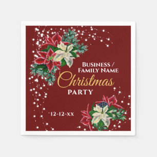 Servilleta De Papel Elegante invierno Floral Poinsettia Fiesta Rojo