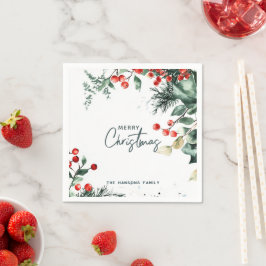 Servilleta De Papel Elegante invierno verde Feliz Navidad