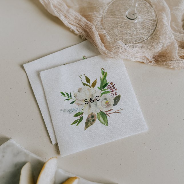 Servilleta De Papel Elegante invierno White Peony Boda Napkin (Subido por el creador)