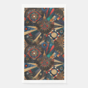 Servilleta De Papel Elegante invitado Verde azulado "Ancient Indigenou