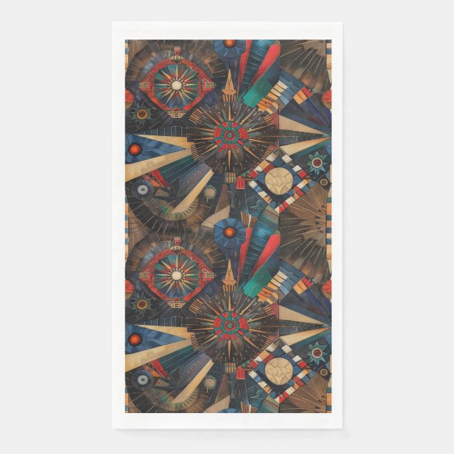 Servilleta De Papel Elegante invitado Verde azulado "Ancient Indigenou (Anverso)