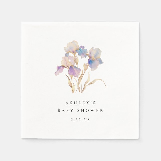 Servilleta De Papel Elegante Iris Floral Baby Shower (Anverso)