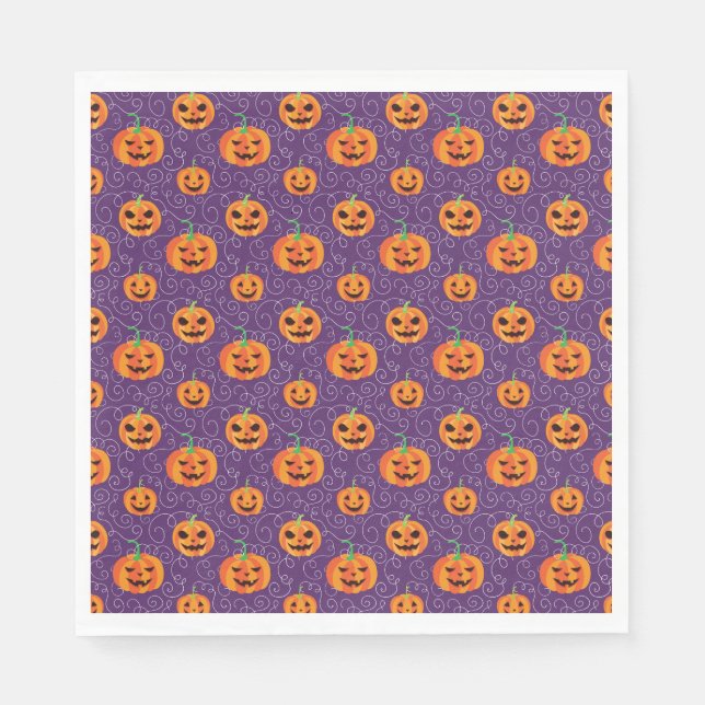 Servilleta De Papel Elegante Jack O' Lanterns (Anverso)