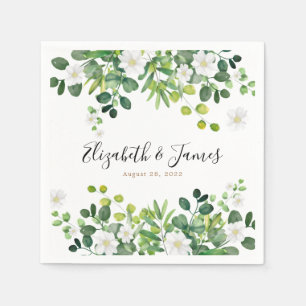 Servilleta De Papel Elegante Jardín Botánico Floral Eucalipto Boda