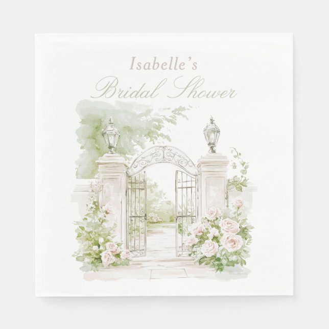 Servilleta De Papel Elegante jardín de novias Chateau Pastel francés (Anverso)