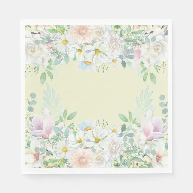 Servilleta De Papel Elegante jardín floral Beige Pastel (Anverso)