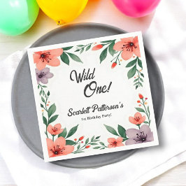 Servilleta De Papel Elegante jardín floral rústico Verano 1º cumpleaño