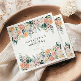 Servilleta De Papel Elegante Jardín Floral Vegetación 90 cumpleaños