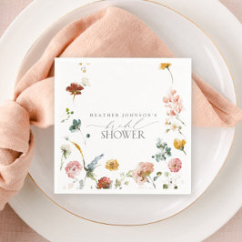 Servilleta De Papel Elegante Jardín Flores Acuarela Ducha Nupcial