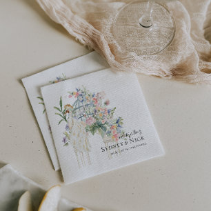 Servilleta De Papel Elegante Jardín Peacock Boda Floral