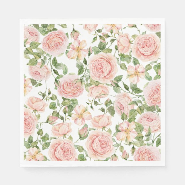 Servilleta De Papel Elegante jardín rosa rosa (Anverso)