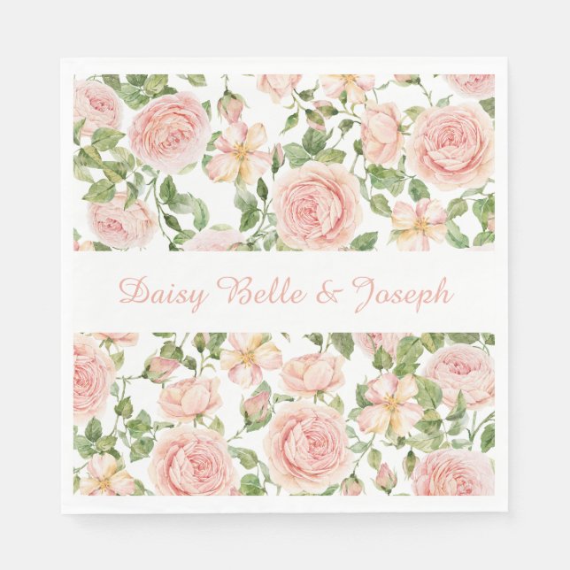Servilleta De Papel Elegante jardín rosa rosa (Anverso)