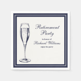 Servilleta De Papel Elegante Jubilación Formal Oscura Bleu Blanca