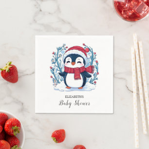 Servilleta De Papel Elegante Kids Penguin Baby Shower