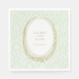 Servilleta De Papel Elegante Laurel Wreath | Damasco verde