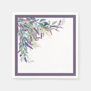Servilleta De Papel Elegante Lavanda Floral acuarela Ducha Nupcial