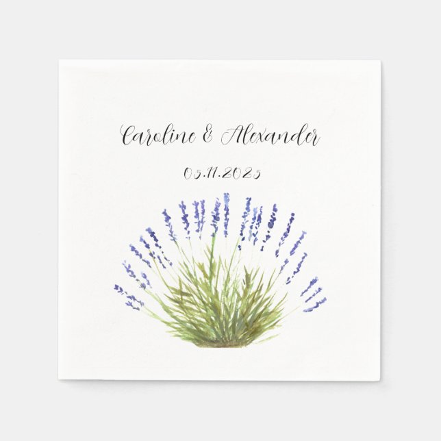 Servilleta De Papel Elegante Lavanda Floral Hierbas Bodas N (Anverso)